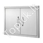 Lauko virtuvės dvigubos durys 711 x 482 mm | Nerūdijančio plieno įleidžiamos durys su ergonomiškomis rankenomis - Image 9