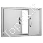 Lauko virtuvės dvigubos durys 711 x 482 mm | Nerūdijančio plieno įleidžiamos durys su ergonomiškomis rankenomis - Image 8