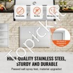 Lauko virtuvės dvigubos durys 774 x 533 mm | Nerūdijančio plieno įleidžiamos durys su ergonomiškomis rankenomis - Image 2