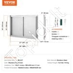 Lauko virtuvės dvigubos durys 889 x 610 mm | Nerūdijančio plieno įleidžiamos durys su paslėptais vyriais - Image 5