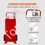 Raudonas mobilus degalų bakas 113 L – Kuro vežimėlis su rankine pompa ir 2 ratais - Image 2