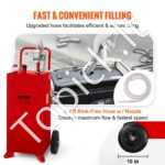 Raudonas mobilus degalų bakas 113 L – Kuro vežimėlis su rankine pompa ir 2 ratais - Image 5