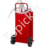 Raudonas mobilus degalų bakas 113 L – Kuro vežimėlis su rankine pompa ir 2 ratais - Image 8