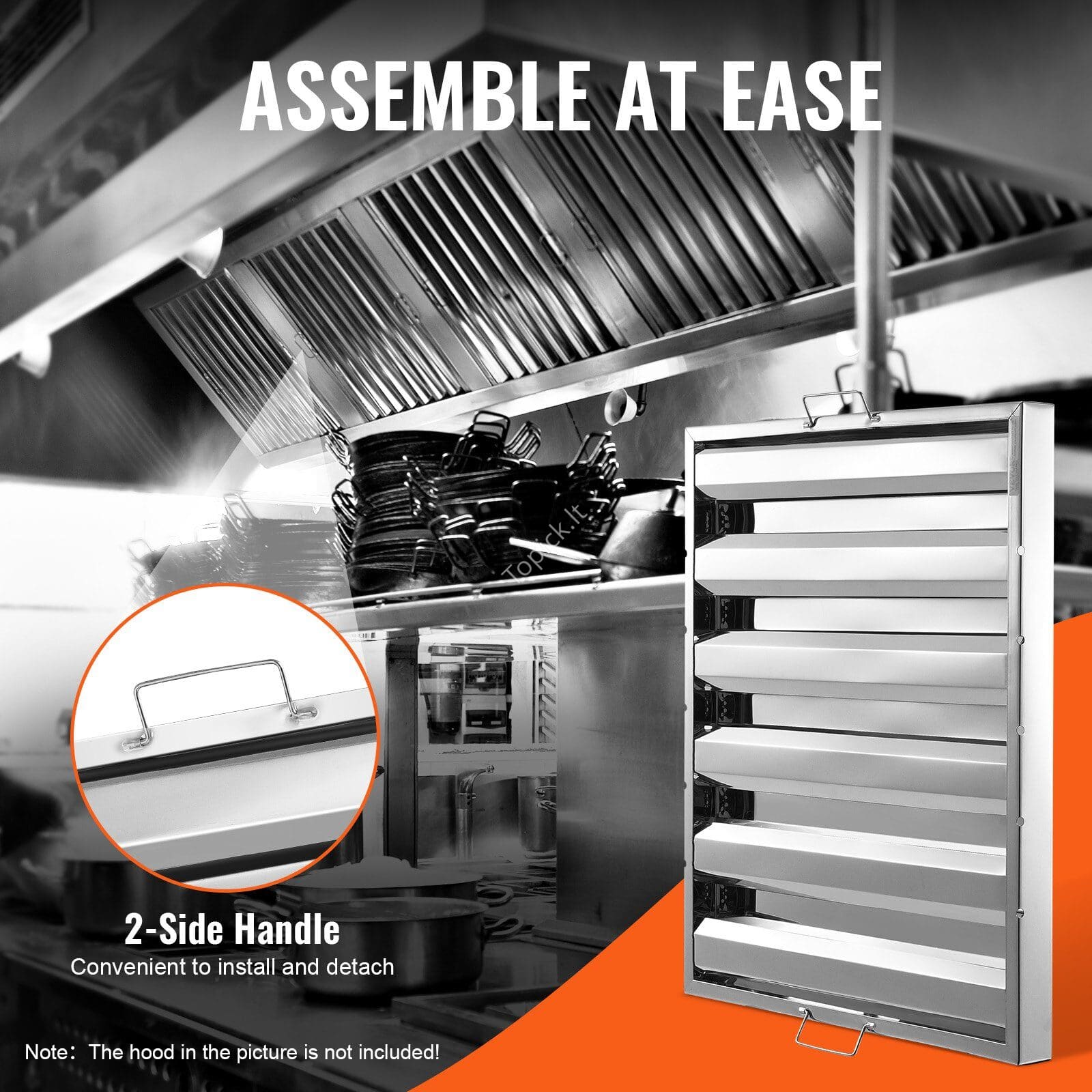 Nerūdijančio plieno gartraukio filtras 622 x 493 mm - Image 3