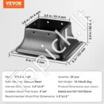 20 vnt. medinių stulpų tvirtinimo laikikliai – 101,6 × 101,6 mm, tvirti plieniniai pagrindai - Image 6