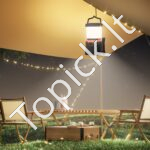 LED stovyklavimo lempa – baterijomis maitinama – 4 šviesos režimai – kompaktiška kempingo lempa - Image 7