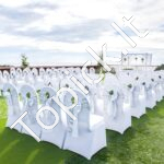 12 vnt. baltų elastingų kėdžių užvalkalų – Spandekso universalūs užvalkalai šventėms, pokyliams ir renginiams - Image 7