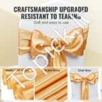 50 vnt. elastingų kėdžių kaspinų – Auksinės spandekso juostos su dekoratyvinėmis kilpomis šventėms ir renginiams - Image 2