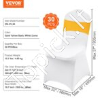 30 vnt. baltų kėdžių užvalkalų su auksiniais kaspinais – Elastingi spandekso užvalkalai sulankstomoms kėdėms šventėms ir pokyliams - Image 6