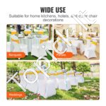 50 vnt. auksinių ir baltų elastingų kėdžių užvalkalų – Spandekso užvalkalai su kaspinais sulankstomoms kėdėms - Image 5