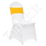 50 vnt. auksinių ir baltų elastingų kėdžių užvalkalų – Spandekso užvalkalai su kaspinais sulankstomoms kėdėms - Image 8