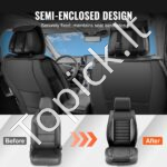 Universalūs automobilio priekinių sėdynių užvalkalai (2 vnt.) – Dirbtinė oda | Pusiau uždaras dizainas | Juodi - Image 2