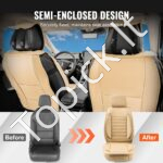 Universalūs automobilio priekinių sėdynių užvalkalai (2 vnt.) – Dirbtinė oda | Pusiau uždaras dizainas | Smėliniai - Image 2