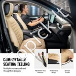 Universalūs automobilio priekinių sėdynių užvalkalai (2 vnt.) – Dirbtinė oda | Pusiau uždaras dizainas | Smėliniai - Image 7