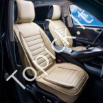 Universalūs automobilio priekinių sėdynių užvalkalai (2 vnt.) – Dirbtinė oda | Pusiau uždaras dizainas | Smėliniai - Image 8