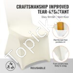 100 vnt. elastingų kėdžių užvalkalų (smėlio spalva) – Tamprūs universalūs užvalkalai šventėms ir renginiams - Image 3