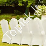 100 vnt. elastingų kėdžių užvalkalų (smėlio spalva) – Tamprūs universalūs užvalkalai šventėms ir renginiams - Image 6