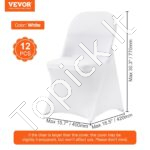 12 vnt. baltų elastingų kėdžių užvalkalų – Spandekso universalūs užvalkalai šventėms ir viešbučiams (max 444 x 330 x 838 mm) - Image 6