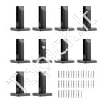 10 vnt. stiklo laikikliai – kvadratiniai, juodi, tinka 8–12 mm storio stiklui