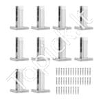 10 vnt. stiklo laikikliai – kvadratiniai, sidabriniai, tinka 8–12 mm storio stiklui