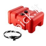 Raudonas jūrinis degalų bakas 55 L – Nešiojama kuro talpykla su žarna ir jungtimi valčių varikliams