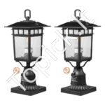 2 vnt. lauko stulpinių šviestuvų komplektas – 40 cm aukščio – E27 lizdas – elegantiškas sprendimas sodo ir takelių apšvietimui