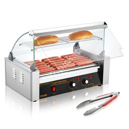 us2FGDSKCJG71400WJJY2V22Fgoods_img-v12Fhot-dog-roller-m100-1.2.jpg Hot Dog Grilis su 7 Kaitinimo Volais – 1400W, Nerūdijančio Plieno, Komercinis Kepimo Įrenginys - Image 1