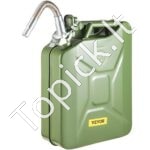 Žalias metalinis degalų kanistras 20 L – Su lanksčiu piltuvu, tinka automobiliams ir technikai