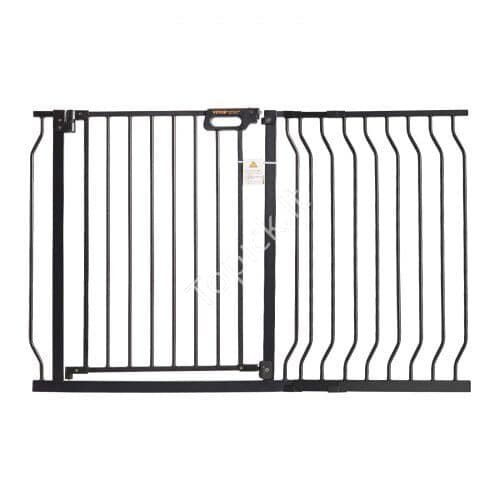 us2FLGXCWZLHS305B4PGBV02Fgoods_img-v42Fdog-gate-m100-1.2.jpg Apsauginiai varteliai vaikams ir augintiniams – juodi, be gręžimo, 75–123 cm pločio, 76 cm aukščio - Image 1