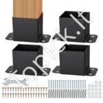 4 vnt. medinių stulpų laikikliai – 152,4 × 152,4 mm, tvirti cinkuoti pagrindai tvoroms ir konstrukcijoms