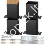 4 vnt. medinių stulpų laikikliai – 101,6 × 101,6 mm, cinkuoti, montavimui ant betono ar medžio