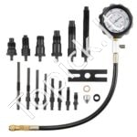 Kompresijos matuoklis su 80 mm manometru – 0–1000 PSI / 0–70 bar, su 4 adapteriais