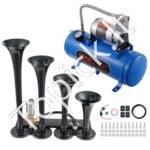 190 W Oro signalų rinkinys su 4 trompetėmis | 12 V | 6L bakas | 150 dB | Kompresorius su manometru