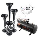4 trimitų oro signalų rinkinys su 3L kompresoriaus sistema | 12 V | 150 dB galingumas