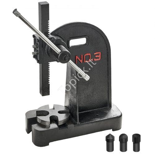 us2FSDKYLJGG3T00FECX1V02Fgoods_img-v12Farbor-press-m100-1.2.jpg Stalviršinė spaudimo presas | 3 tonų jėga | Rankinė staklė | Ketaus konstrukcija | Guolių įpresavimui, montavimui, lenkimui - Image 1