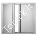 Lauko virtuvės dvigubos durys 660 x 610 mm | Nerūdijančio plieno įleidžiamos durys su paslėptais vyriais