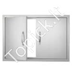 Lauko virtuvės dvigubos durys 774 x 533 mm | Nerūdijančio plieno įleidžiamos durys su ergonomiškomis rankenomis