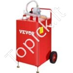 Raudonas mobilus degalų bakas 113 L – Kuro vežimėlis su rankine pompa ir 2 ratais