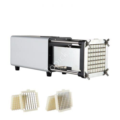 us2FSYWSQSTJDD12ZQ9TRV22Fgoods_img-v12Ffrench-fry-cutter-m100-1.2.jpg Elektrinis bulvių ir daržovių pjaustytuvas – 1/2" ir 3/8" geležtės, nerūdijantis plienas, greitas pjovimas - Image 1