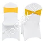 50 vnt. auksinių ir baltų elastingų kėdžių užvalkalų – Spandekso užvalkalai su kaspinais sulankstomoms kėdėms