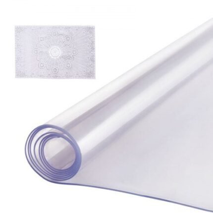 Skaidri stalo danga – 101,6 × 203,2 cm, 2 mm storio, PVC apsauga nuo karščio, skysčių ir įbrėžimų