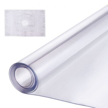 Skaidri kvadratinė stalo danga – 121,9 × 121,9 cm, 1,5 mm storio, PVC apsauga stalviršiui