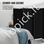 6 dalių juoda sulankstoma pertvara – 311 × 180 × 45 cm - Image 6