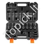 14 dalių šarnyrinių smūginių galvučių rinkinys, 3/8 colio pajungimas, 360° pasukamas - Image 7