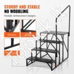 4 pakopų laiptai su turėklu kemperiui ar priekabai – Sustiprinta konstrukcija, iki 200 kg apkrova, neslystančios pakopos - Image 4