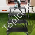 4 pakopų laiptai su turėklu kemperiui ar priekabai – Sustiprinta konstrukcija, iki 200 kg apkrova, neslystančios pakopos - Image 7