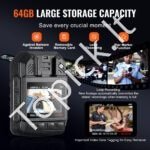 1440P HD įrašymo kūno kamera – 64 GB, nakties režimas, 2850 mAh - Image 3