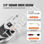 3/8" kvadrato raktų rinkinys su 2 prailginimo lazdomis, 24 dalių (10–22 mm) CR-MO plienas - Image 5