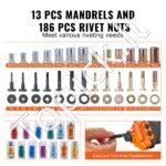 13 dalių kniedinių veržlių montavimo replės su antgaliais (M3–M12) - Image 3