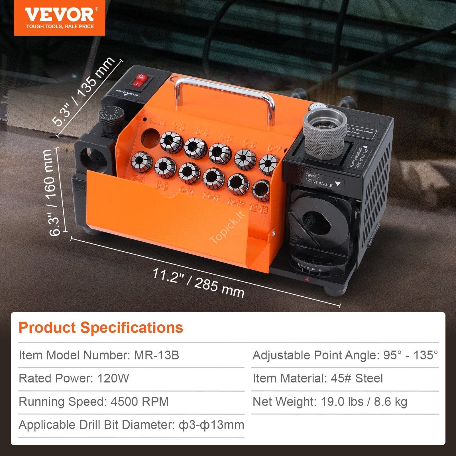 de_ZTYMJ321819CUZAGNV2_original_img-v1_drill-bits-sharpener-f6 Grąžtų galandimo staklės 3–13 mm | 120 W, 4500 aps./min, kampo reguliavimas 95–135° - Image 6